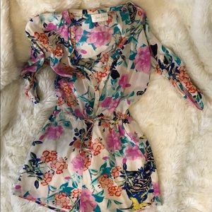 YUMI KIM FLORAL SILK ROMPER